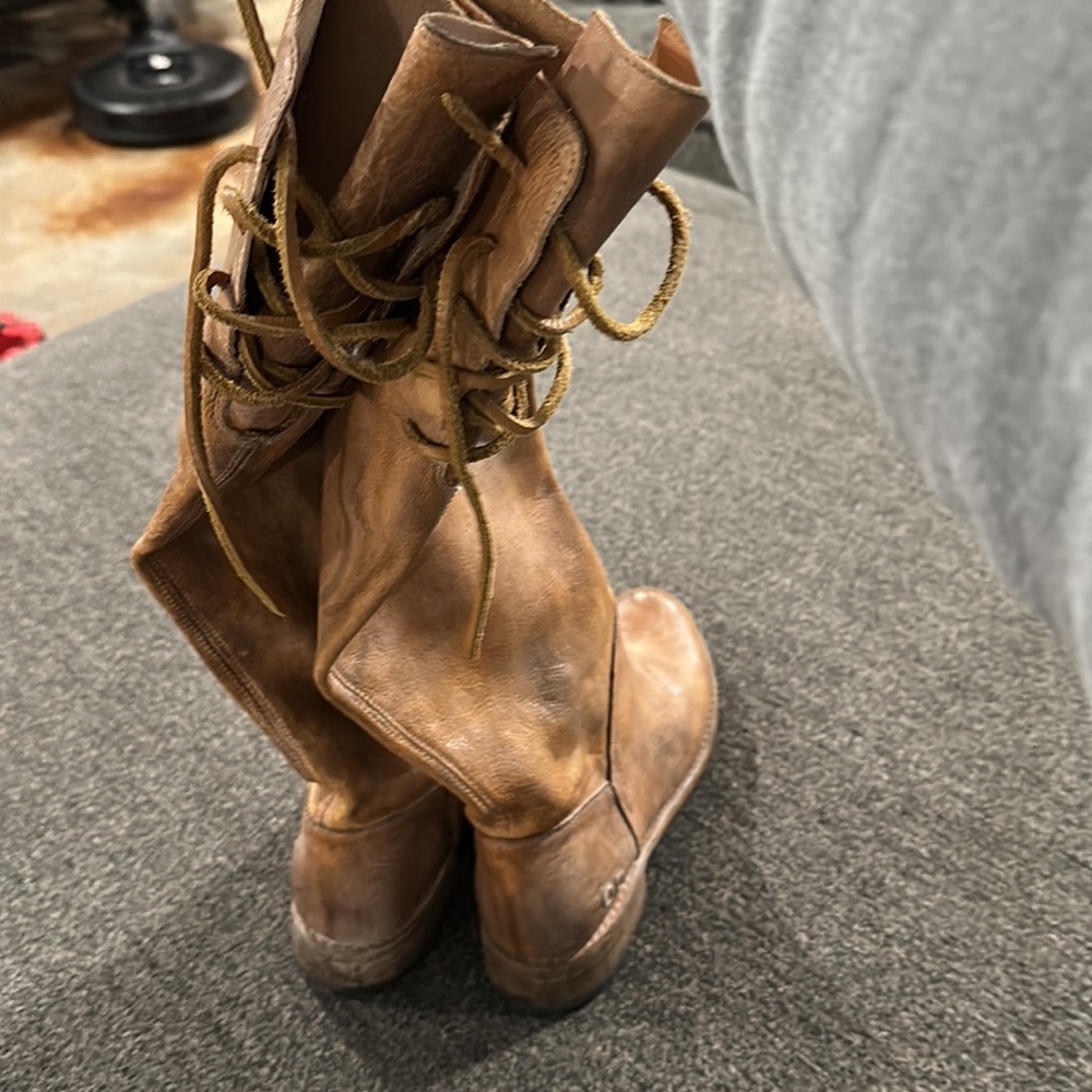 BED|STU Tan Over-the-Knee Leather Boots - Picture 2 of 7